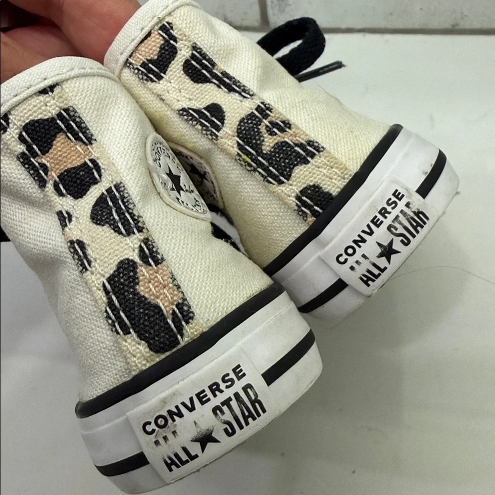 Converse Chuck Taylor All Star Toddler Size 4 Egret Black Leopard High Tops EUC